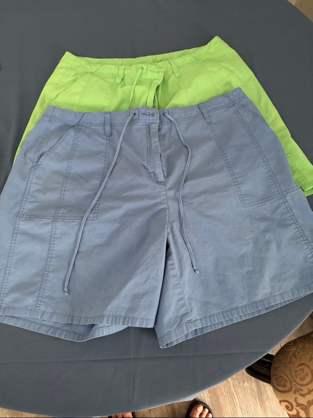 Bundle of 2 Talbots Light Blue and Bright Green Drawstring Bermuda Shorts Duo